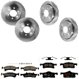 KIT-073024-4073 4-Wheel Set Front and Rear Brake Disc and Pad Kit, Plain Surface 6 Lugs Front-329.95 mm/Rear-341.88 mm Semi-metallic, Includes (2) Brake Pad Set and (4) Brake Disc