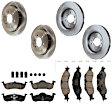 KIT-073024-4093 4-Wheel Set Front and Rear Brake Disc and Pad Kit, Plain Surface 6 Lugs Front-350.01 mm/Rear-341.88 mm Ceramic, Includes (4) Brake Disc and (2) Brake Pad Set