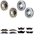 KIT-073024-4095 4-Wheel Set Front and Rear Brake Disc and Pad Kit, Plain Surface 6 Lugs Front-350.01 mm/Rear-341.88 mm Ceramic, Includes (4) Brake Disc and (2) Brake Pad Set