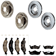 KIT-073024-4097 4-Wheel Set Front and Rear Brake Disc and Pad Kit, Plain Surface 6 Lugs Front-350.01 mm/Rear-341.88 mm Ceramic, Includes (4) Brake Disc and (2) Brake Pad Set