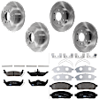 KIT-073024-4262 4-Wheel Set Front and Rear Brake Disc and Pad Kit, Plain Surface 6 Lugs Front-329.95 mm/Rear-347.98 mm Semi-metallic, Includes (4) Brake Disc and (2) Brake Pad Set