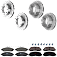 KIT-073024-4310 4-Wheel Set Front and Rear Brake Disc and Pad Kit, Cross-drilled and Slotted 8 Lugs Front-347 mm/Rear-340 mm Semi-metallic 4WD, Includes (2) Brake Pad Set and (4) Brake Disc