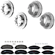 KIT-073024-4312 4-Wheel Set Front and Rear Brake Disc and Pad Kit, Cross-drilled and Slotted 8 Lugs Front-347 mm/Rear-340 mm Semi-metallic 4WD, Includes (2) Brake Pad Set and (4) Brake Disc