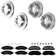 KIT-073024-4313 4-Wheel Set Front and Rear Brake Disc and Pad Kit, Cross-drilled and Slotted 8 Lugs Front-347 mm/Rear-340 mm Semi-metallic 4WD, Includes (2) Brake Pad Set and (4) Brake Disc
