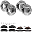 KIT-073024-4322 4-Wheel Set Front and Rear Brake Disc and Pad Kit, Plain Surface 8 Lugs Front-346.96 mm/Rear-340.11 mm Semi-metallic 4WD, Includes (4) Disc and (2) Pad Set