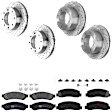 KIT-073024-4328 4-Wheel Set Front and Rear Brake Disc and Pad Kit, Cross-drilled and Slotted 8 Lugs Front-347 mm/Rear-340 mm Semi-metallic 4WD, Includes (2) Brake Pad Set and (4) Brake Disc