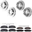 KIT-073024-4330 4-Wheel Set Front and Rear Brake Disc and Pad Kit, Cross-drilled and Slotted 8 Lugs Front-347 mm/Rear-340 mm Semi-metallic 4WD, Includes (2) Brake Pad Set and (4) Brake Disc