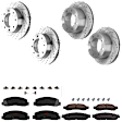 KIT-073024-4331 4-Wheel Set Front and Rear Brake Disc and Pad Kit, Cross-drilled and Slotted 8 Lugs Front-347 mm/Rear-340 mm Semi-metallic 4WD, Includes (2) Brake Pad Set and (4) Brake Disc