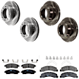 KIT-073024-4354 4-Wheel Set Front and Rear Brake Disc and Pad Kit, Plain Surface 8 Lugs Front-330.96 mm/Rear-325.88 mm Semi-metallic 4WD, Includes (4) Disc and (2) Pad Set
