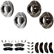 KIT-073024-4355 4-Wheel Set Front and Rear Brake Disc and Pad Kit, Plain Surface 8 Lugs Front-330.96 mm/Rear-325.88 mm Semi-metallic 4WD, Includes (4) Disc and (2) Pad Set