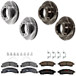 KIT-073024-4356 4-Wheel Set Front and Rear Brake Disc and Pad Kit, Plain Surface 8 Lugs Front-330.96 mm/Rear-325.88 mm Semi-metallic 4WD, Includes (4) Disc and (2) Pad Set