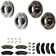 KIT-073024-4357 4-Wheel Set Front and Rear Brake Disc and Pad Kit, Plain Surface 8 Lugs Front-330.96 mm/Rear-325.88 mm Semi-metallic 4WD, Includes (4) Disc and (2) Pad Set