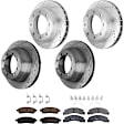 KIT-073024-4360 4-Wheel Set Front and Rear Brake Disc and Pad Kit, Cross-drilled and Slotted 8 Lugs Front-331 mm/Rear-326 mm Semi-metallic 4WD, Includes (4) Brake Disc and (2) Brake Pad Set