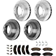 KIT-073024-4361 4-Wheel Set Front and Rear Brake Disc and Pad Kit, Cross-drilled and Slotted 8 Lugs Front-331 mm/Rear-326 mm Semi-metallic 4WD, Includes (4) Brake Disc and (2) Brake Pad Set