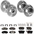 KIT-073024-439 4-Wheel Set Front and Rear Brake Disc and Pad Kit, Plain Surface 5 Lugs Front-299.97 mm/Rear-281.94 mm Ceramic, Includes (4) Brake Disc and (2) Brake Pad Set