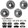 KIT-073024-451 4-Wheel Set Front and Rear Brake Disc and Pad Kit, Cross-drilled and Slotted 5 Lugs Front-299.97 mm/Rear-281.94 mm Ceramic, Includes (2) Brake Pad Set and (4) Brake Disc