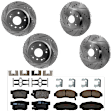 KIT-073024-453 4-Wheel Set Front and Rear Brake Disc and Pad Kit, Cross-drilled and Slotted 5 Lugs Front-299.97 mm/Rear-281.94 mm Ceramic, Includes (2) Brake Pad Set and (4) Brake Disc