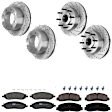 KIT-073024-4565 4-Wheel Set Front and Rear Brake Disc and Pad Kit, Cross-drilled and Slotted 8 Lugs Front-347 mm/Rear-340 mm Semi-metallic RWD, Includes (2) Brake Pad Set and (4) Brake Disc