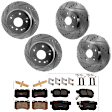 KIT-073024-458 4-Wheel Set Front and Rear Brake Disc and Pad Kit, Cross-drilled and Slotted 5 Lugs Front-299.97 mm/Rear-281.94 mm Front-Semi-Metallic/Rear-Ceramic, Includes (2) Brake Pad Set and (4) Brake Disc