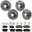 KIT-073024-459 4-Wheel Set Front and Rear Brake Disc and Pad Kit, Cross-drilled and Slotted 5 Lugs Front-299.97 mm/Rear-281.94 mm Ceramic, Includes (2) Brake Pad Set and (4) Brake Disc