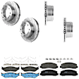 KIT-073024-4666 4-Wheel Set Front and Rear Brake Disc and Pad Kit, Cross-drilled and Slotted 8 Lugs Front-347 mm/Rear-340 mm Semi-metallic, Includes (4) Brake Disc and (2) Brake Pad Set
