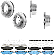 KIT-073024-4676 4-Wheel Set Front and Rear Brake Disc and Pad Kit, Cross-drilled and Slotted 8 Lugs Front-347 mm/Rear-340 mm Semi-metallic, Includes (4) Brake Disc and (2) Brake Pad Set