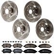KIT-073024-4699 4-Wheel Set Front and Rear Brake Disc and Pad Kit, Plain Surface 5 Lugs Front-293.12 mm/Rear-315.98 mm Ceramic, Includes (2) Brake Pad Set and (4) Brake Disc