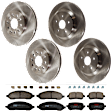 KIT-073024-4702 4-Wheel Set Front and Rear Brake Disc and Pad Kit, Plain Surface 5 Lugs Front-293.12 mm/Rear-315.98 mm Ceramic, Includes (2) Brake Pad Set and (4) Brake Disc