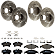 KIT-073024-4768 4-Wheel Set Front and Rear Brake Disc and Pad Kit, Plain Surface 5 Lugs Front-276 mm/Rear-266.95 mm Ceramic, Includes (4) Disc and (2) Pad Set