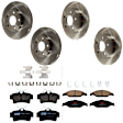 2002 Ford Mustang - 4-Wheel Set Front and Rear Brake Disc and Pad Kit, Plain Surface, 5 Lugs, Front-276 mm/Rear-266.95 mm, Ceramic, 4.6L 8Cyl,  Includes (4) Disc and (2) Pad Set