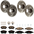 KIT-073024-4775 4-Wheel Set Front and Rear Brake Disc and Pad Kit, Plain Surface 5 Lugs Front-276 mm/Rear-266.95 mm Ceramic, Includes (4) Disc and (2) Pad Set