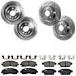 KIT-073024-478 4-Wheel Set Front and Rear Brake Disc and Pad Kit, Cross-drilled and Slotted 5 Lugs Front-320.04 mm/Rear-334.01 mm Ceramic, Includes (4) Brake Disc and (2) Brake Pad Set