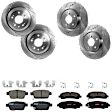 KIT-073024-479 4-Wheel Set Front and Rear Brake Disc and Pad Kit, Cross-drilled and Slotted 5 Lugs Front-320.04 mm/Rear-334.01 mm Ceramic, Includes (4) Brake Disc and (2) Brake Pad Set