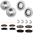 KIT-073024-4808 4-Wheel Set Front and Rear Brake Disc and Pad Kit, Plain Surface 5 Lugs Front-315.72 mm/Rear-299.97 mm Ceramic, Includes (2) Brake Pad Set and (4) Brake Disc