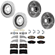 KIT-073024-4851 4-Wheel Set Front and Rear Brake Disc and Pad Kit, Plain Surface 5 Lugs Front-355.09 mm/Rear-299.97 mm Ceramic, Includes (4) Brake Disc and (2) Brake Pad Set