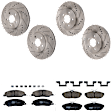 KIT-073024-4862 4-Wheel Set Front and Rear Brake Disc and Pad Kit, Cross-drilled and Slotted 5 Lugs Front-316.2 mm/Rear-300 mm Ceramic, Includes (2) Brake Pad Set and (4) Brake Disc