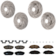 KIT-073024-4864 4-Wheel Set Front and Rear Brake Disc and Pad Kit, Cross-drilled and Slotted 5 Lugs Front-316.2 mm/Rear-300 mm Ceramic, Includes (2) Brake Pad Set and (4) Brake Disc