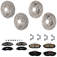 KIT-073024-4868 4-Wheel Set Front and Rear Brake Disc and Pad Kit, Cross-drilled and Slotted 5 Lugs Front-316.2 mm/Rear-300 mm Ceramic, Includes (2) Brake Pad Set and (4) Brake Disc