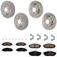 KIT-073024-4870 4-Wheel Set Front and Rear Brake Disc and Pad Kit, Cross-drilled and Slotted 5 Lugs Front-316.2 mm/Rear-300 mm Ceramic, Includes (2) Brake Pad Set and (4) Brake Disc