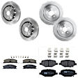 KIT-073024-4960 Front and Rear Brake Disc and Pad Kit, Plain Surface, 5 Lugs, Front and Rear-352.04 mm, Front-Ceramic/Rear-Semi-Metallic