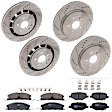 KIT-073024-4972 4-Wheel Set Front and Rear Brake Disc and Pad Kit, Cross-drilled and Slotted 5 Lugs Front-352 mm/Rear-345 mm Front-Ceramic/Rear-Semi-Metallic, Includes (4) Brake Disc and (2) Brake Pad Set