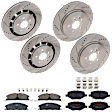 KIT-073024-4974 4-Wheel Set Front and Rear Brake Disc and Pad Kit, Cross-drilled and Slotted 5 Lugs Front-352 mm/Rear-345 mm Front-Ceramic/Rear-Semi-Metallic, Includes (4) Brake Disc and (2) Brake Pad Set