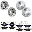 KIT-073024-4987 4-Wheel Set Front and Rear Brake Disc and Pad Kit, Plain Surface 5 Lugs Front and Rear-352.04 mm Semi-metallic, Includes (4) Brake Disc and (2) Brake Pad Set