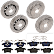 KIT-073024-5019 4-Wheel Set Front and Rear Brake Disc and Pad Kit, Cross-drilled and Slotted 5 Lugs Front-352 mm/Rear-345 mm Semi-metallic, Includes (4) Brake Disc and (2) Brake Pad Set