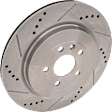 KIT-073024-5023 4-Wheel Set Front and Rear Brake Disc and Pad Kit, Cross-drilled and Slotted 5 Lugs Front-352 mm/Rear-345 mm Front-Semi-Metallic/Rear-Ceramic, Includes (4) Brake Disc and (2) Brake Pad Set