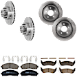 KIT-073024-5035 4-Wheel Set Brake Disc and Pad Kit, Plain Surface 5 Lugs Front-286.51 mm/Rear-295.15 mm Ceramic RWD, Includes (4) Brake Disc and (2) Brake Pad Set