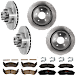 KIT-073024-5037 4-Wheel Set Brake Disc and Pad Kit, Plain Surface 5 Lugs Front-286.51 mm/Rear-295.15 mm Ceramic RWD, Includes (4) Brake Disc and (2) Brake Pad Set