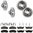 KIT-073024-5040 4-Wheel Set Brake Disc and Pad Kit, Plain Surface 5 Lugs Front-286.51 mm/Rear-295.15 mm Front-Semi-Metallic/Rear-Ceramic RWD, Includes (4) Brake Disc and (2) Brake Pad Set