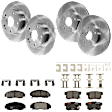 KIT-073024-508 4-Wheel Set Front and Rear Brake Disc and Pad Kit, Plain Surface 5 Lugs Front-299.97 mm/Rear-260 mm Ceramic, Includes (4) Brake Disc and (2) Brake Pad Set