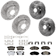 KIT-073024-514 4-Wheel Set Front and Rear Brake Disc and Pad Kit, Cross-drilled and Slotted 5 Lugs Front-299.97 mm/Rear-259.7 mm Ceramic, Includes (2) Brake Pad Set and (4) Brake Disc